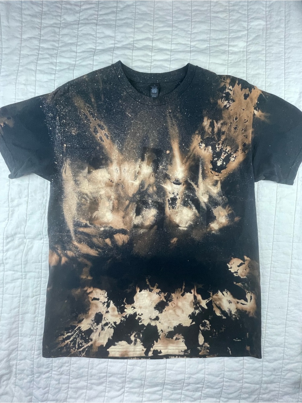 Black and Tan Bleach Reverse Tie Dyed Crewneck T-Shirt - Men’s Large